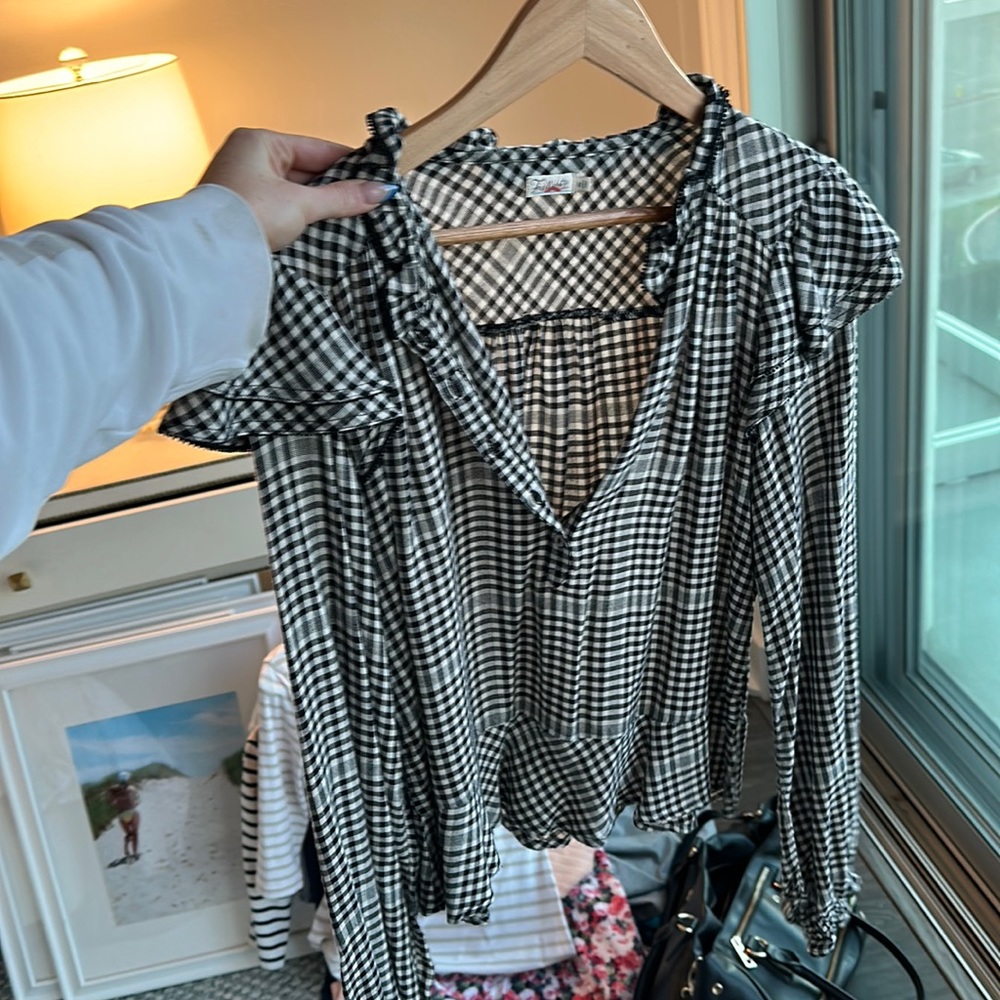 Faherty Black White Blouse